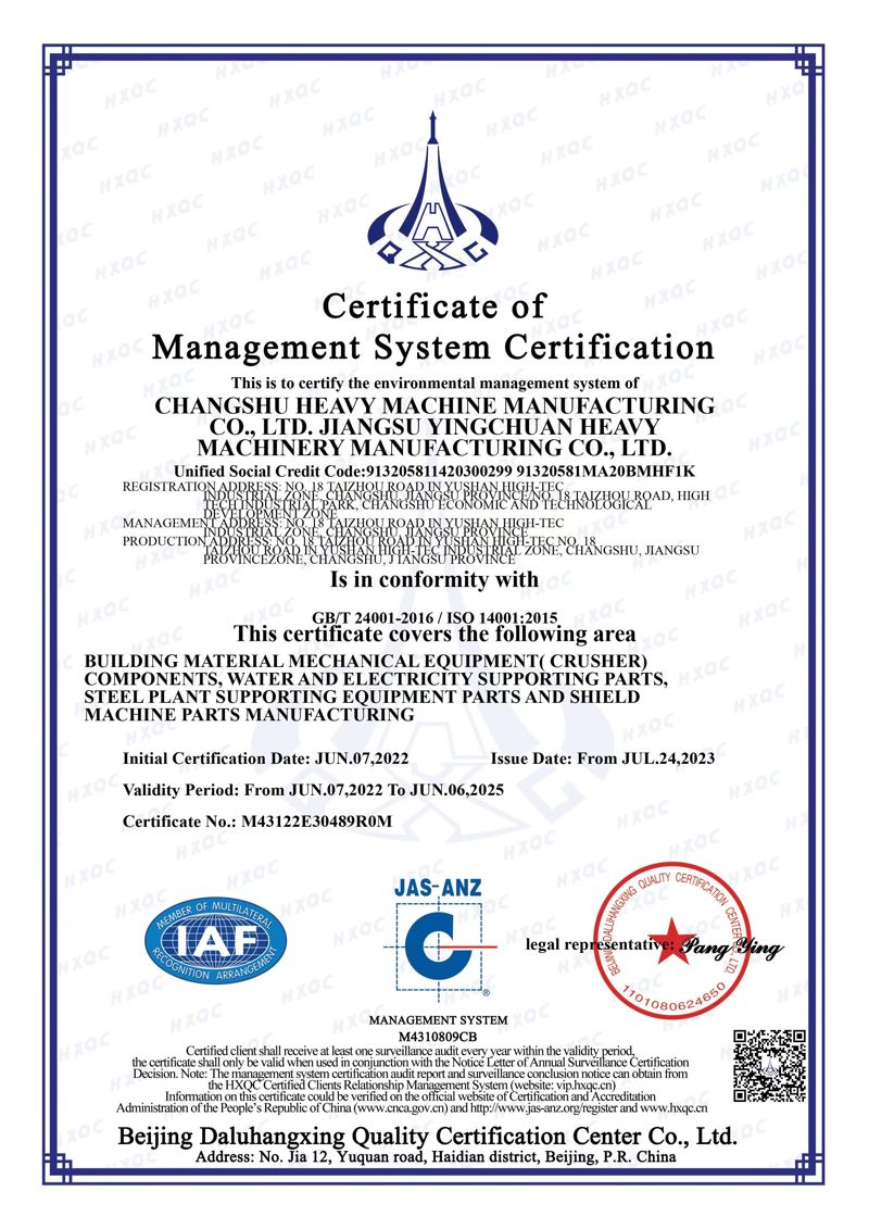 Certificate of Management System Certification